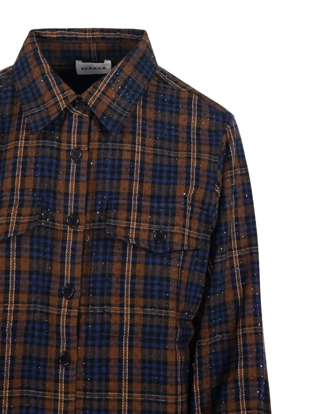 P.a.r.o.s.h Checked Sequin-embellished Shirt In Brown