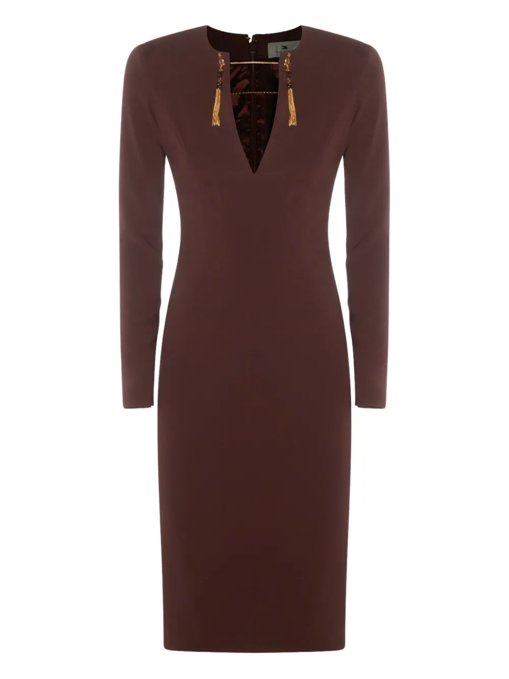 Elisabetta Franchi tassel-embellished long-sleeve dress - レッド Elisabetta Franchi tassel-embellished long-sleeve dress - レッド