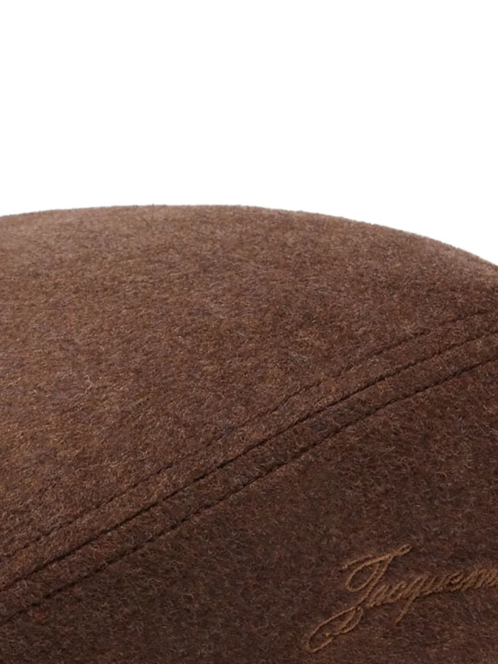 Jacquemus Dark Brown Embroidered Flat Beret Hat In Brown