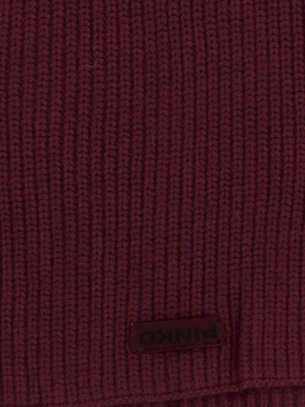 Pinko Ribbed Logo-patch Scarf In Burgundy