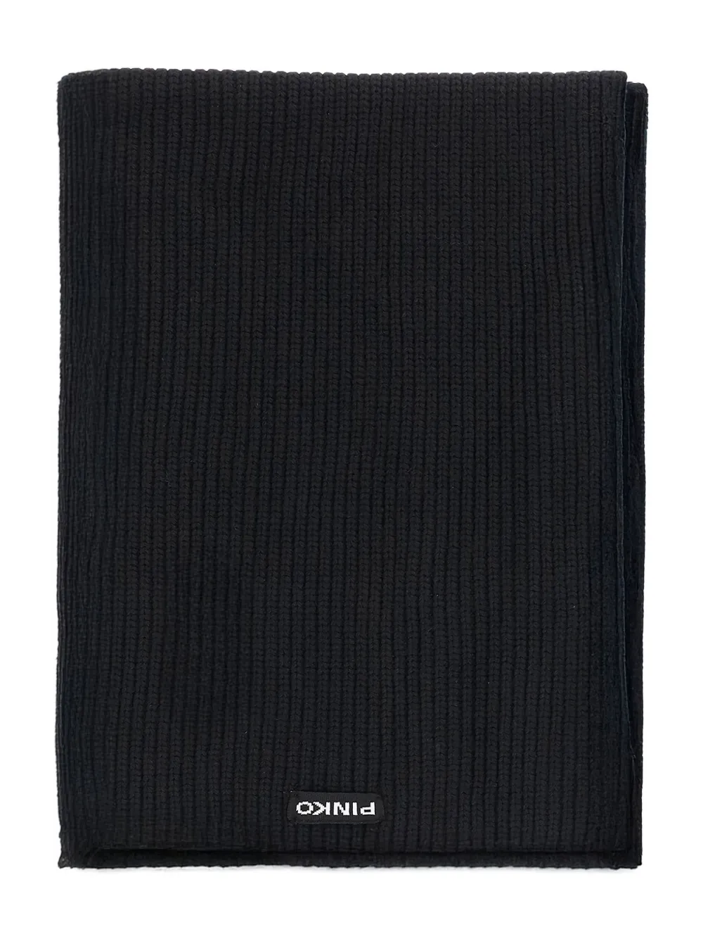 PINKO ribbed logo-patch scarf | Black | Image 1