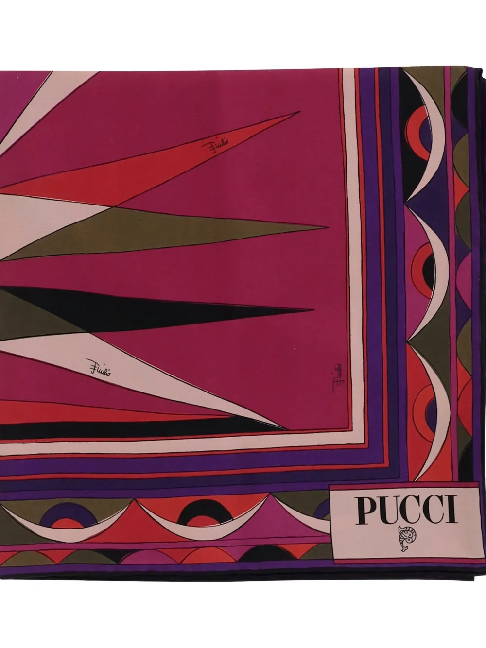 Pucci Square Silk Twill Scarf With Bold Patterns In Red
