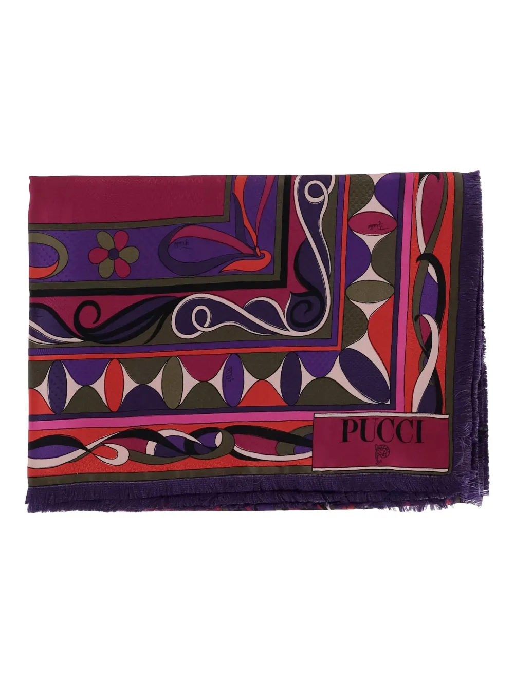PUCCI Sjaal met print en franje - Paars