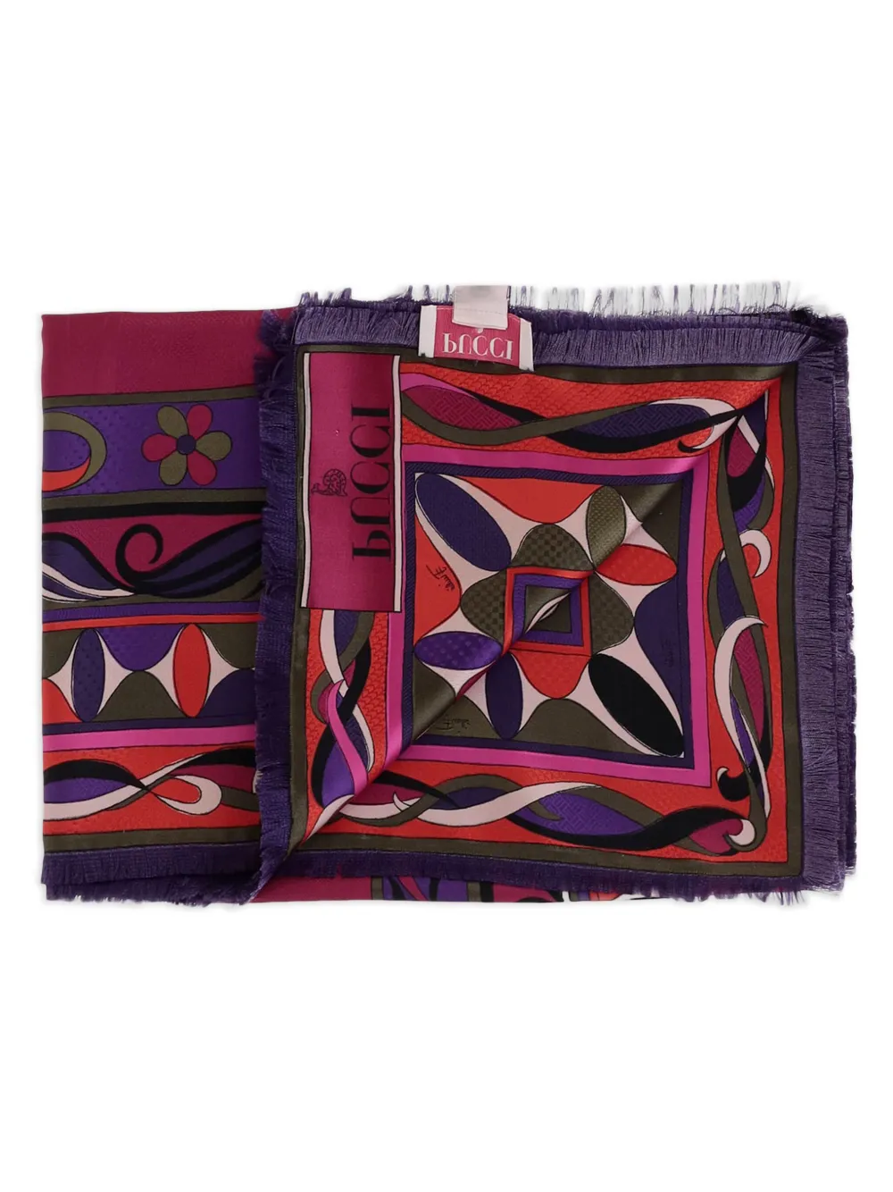 Pucci Geometric-print Frayed Scarf In Multi