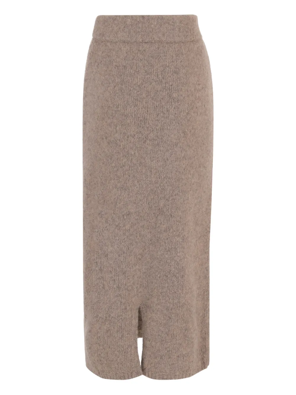 Lauren Manoogian elasticated-waistband back-slit midi skirt - Beige