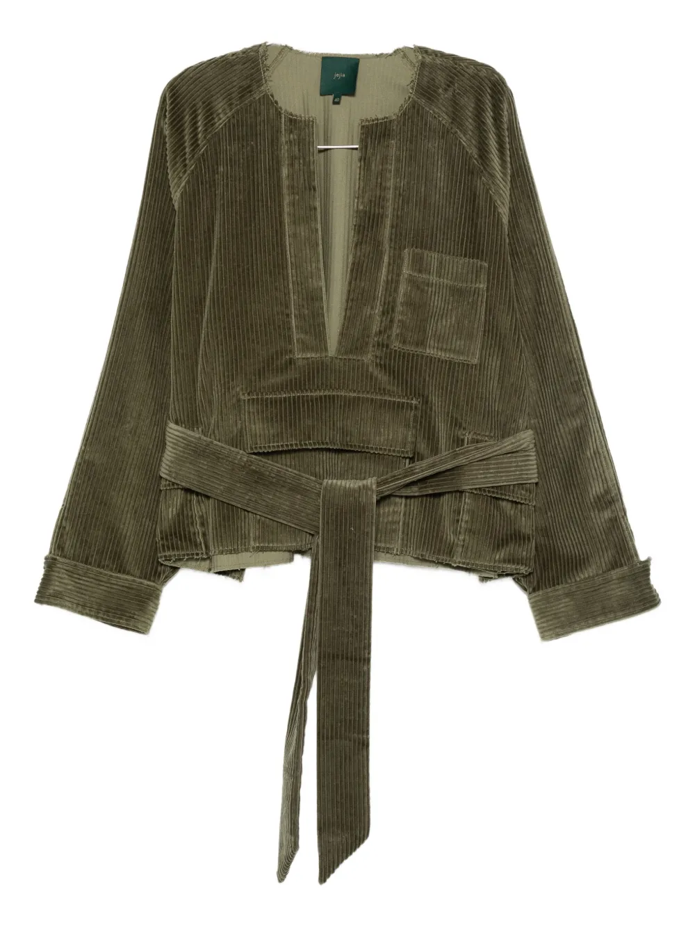 Jejia Corduroy Tie Blouse In Green