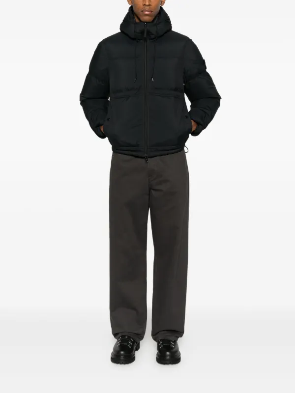 Stone Island フーデッド キルティングジャケット | ブラック