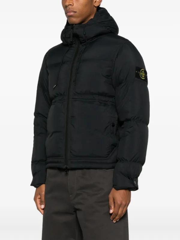 Stone Island フーデッド キルティングジャケット | ブラック