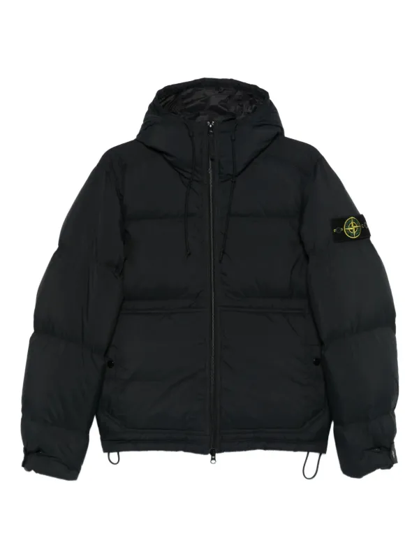 Stone Island フーデッド キルティングジャケット | ブラック