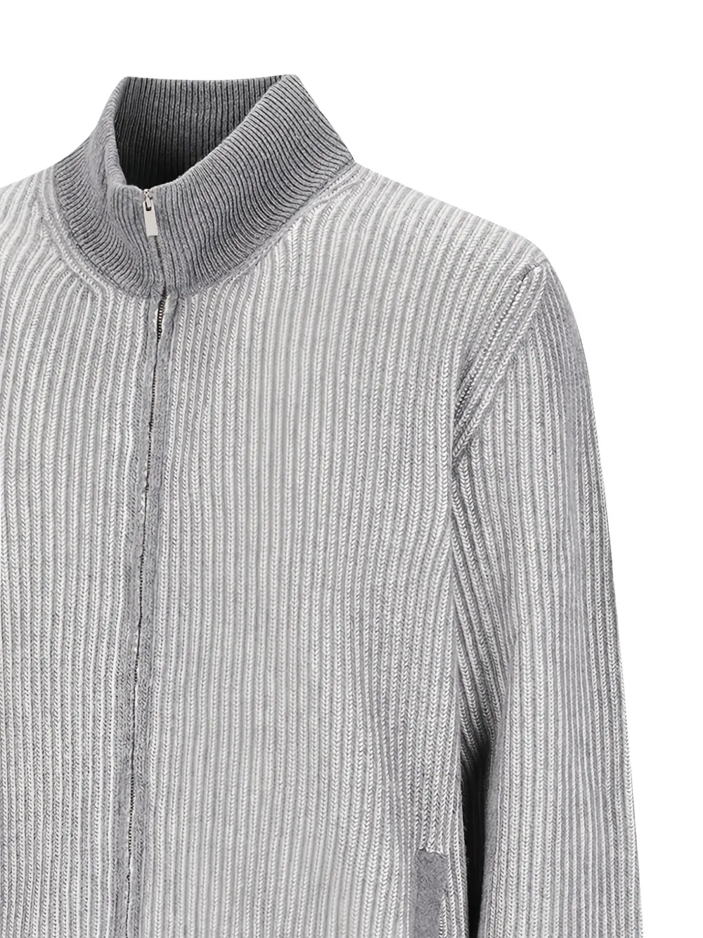 Lardini Geribbeld vest met rits Grijs