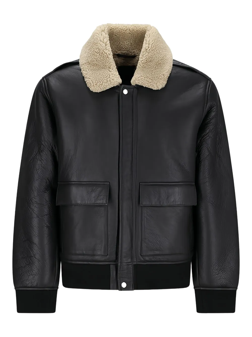 Calvin Klein veste bomber à col en peau lainée | noir | Image 1