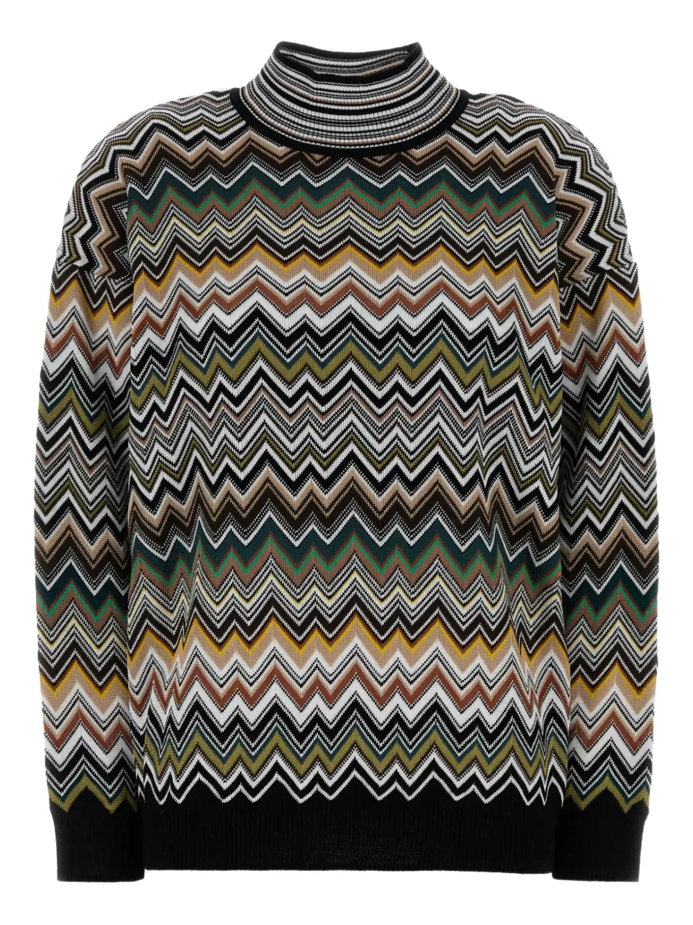 Missoni Zigzag-pattern High-neck Sweater In Multi