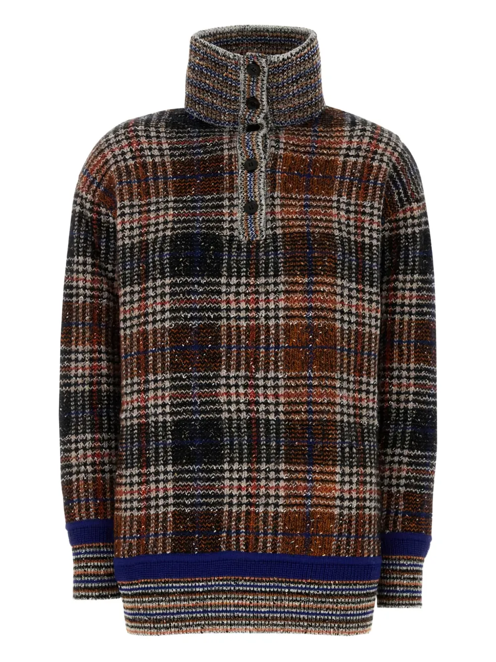 Missoni Plaid High-neck Sweater In Brown