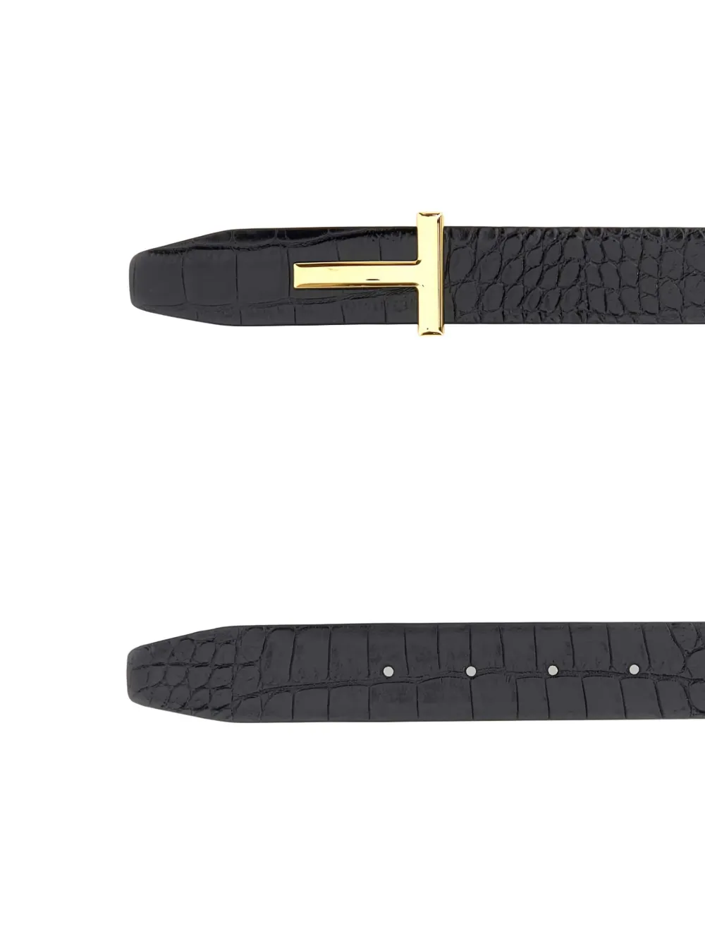 TOM FORD crocodile-embossed leather belt - Zwart