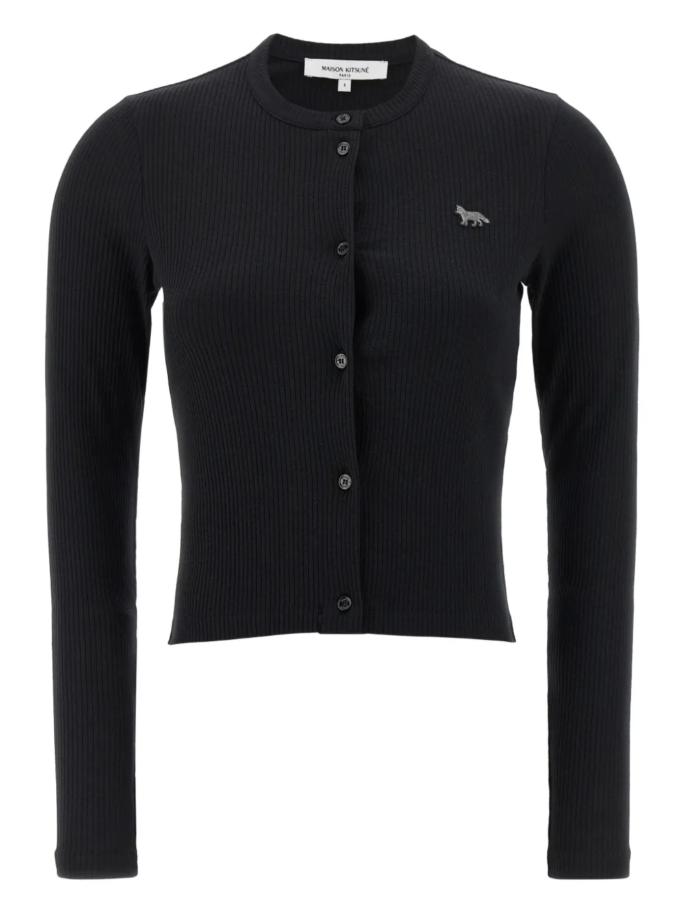 Maison Kitsuné Ribbed Baby Fox-patch Cardigan In Black