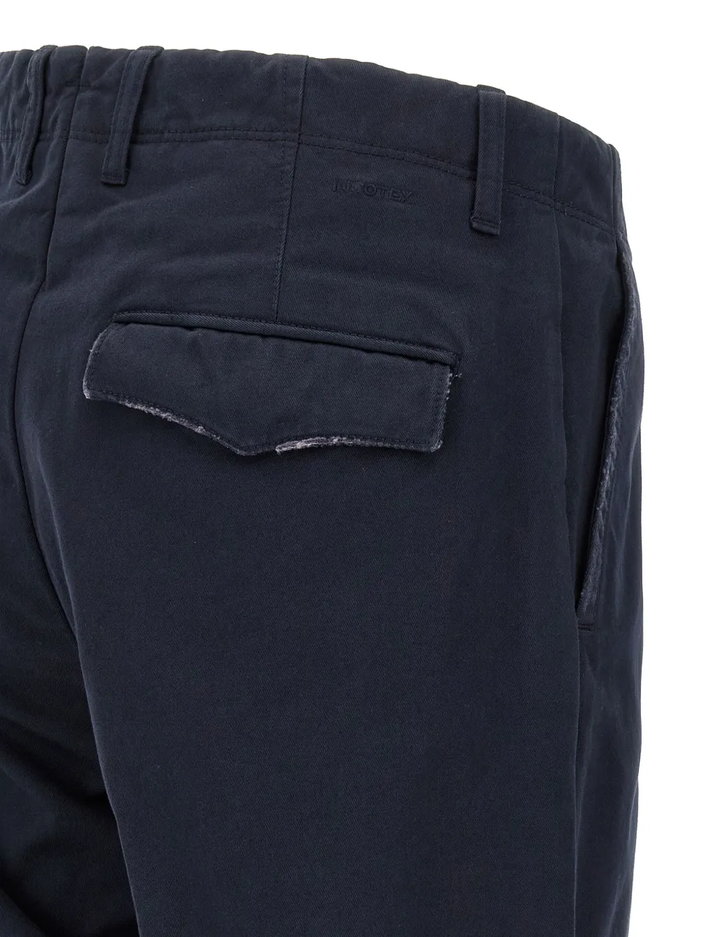 Incotex Cotton Trousers With Pleated Front And Pockets In Blue