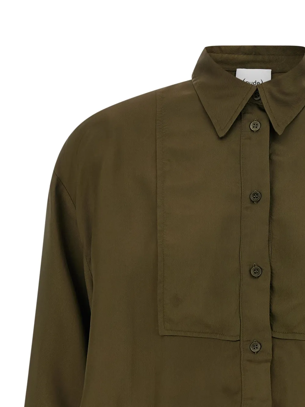 Nude Plastron Cropped Shirt In Green