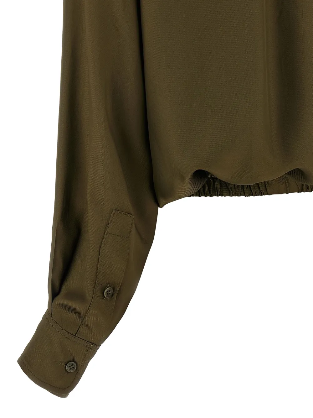 Nude Plastron Cropped Shirt In Green
