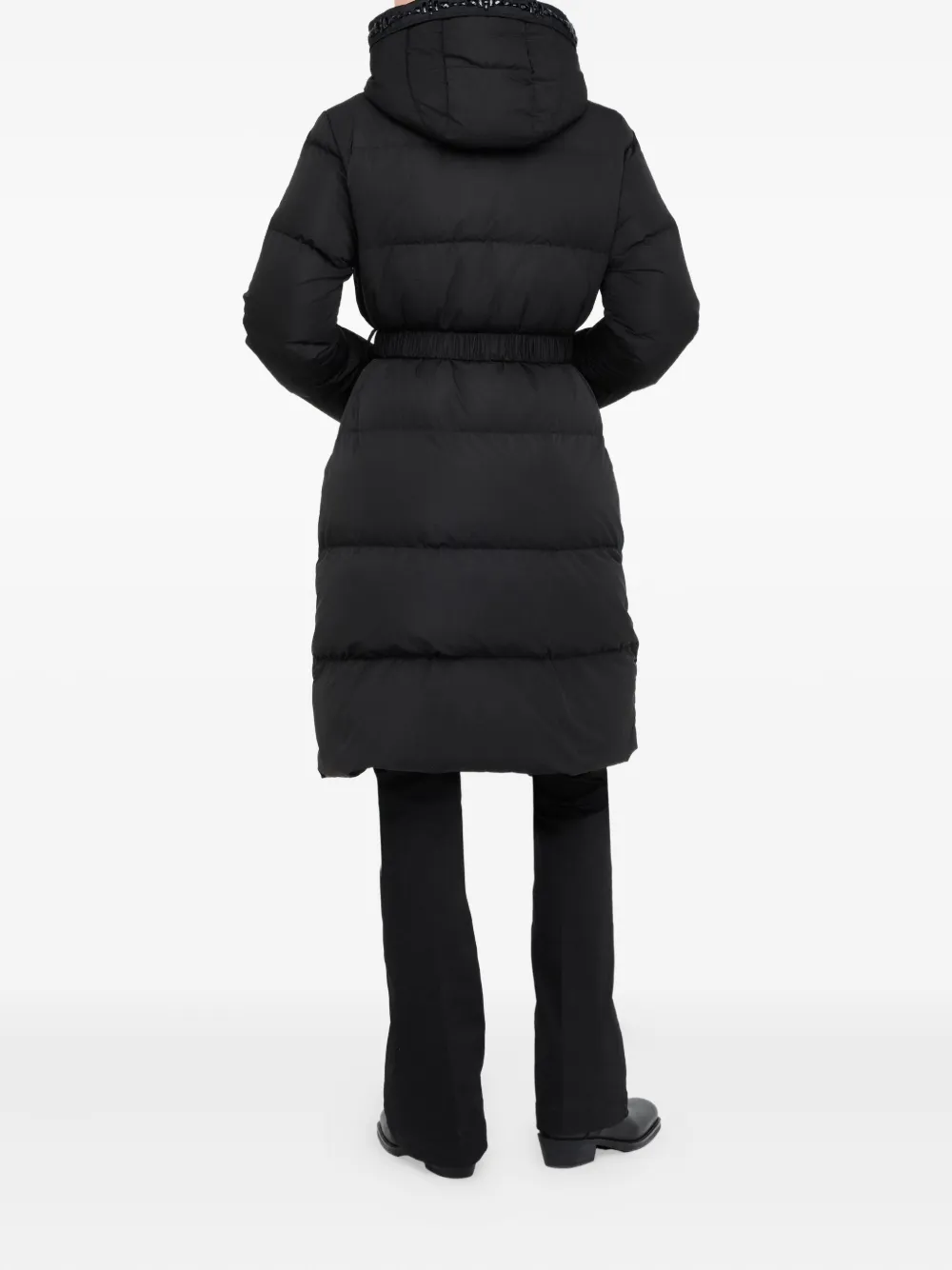 Liu •jo Quilted Bejewelled Longline Jacket In Black