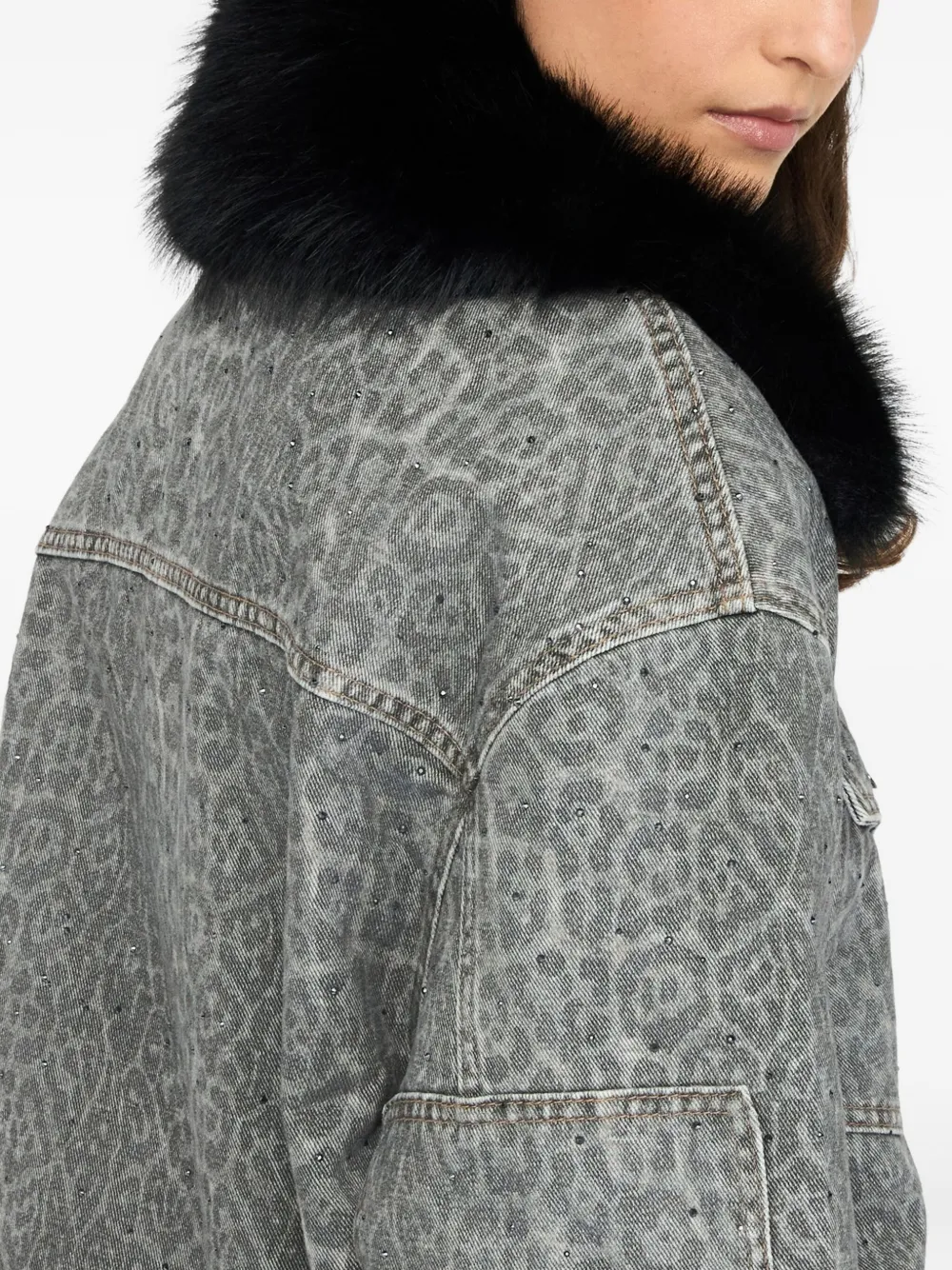 Liu •jo Printed Lapel Jacket In Gray