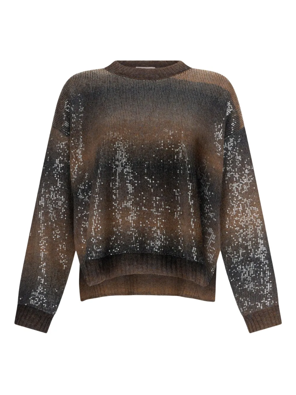 LIU JO sequin-embroidered crew neck jumper | Brown | Image 1