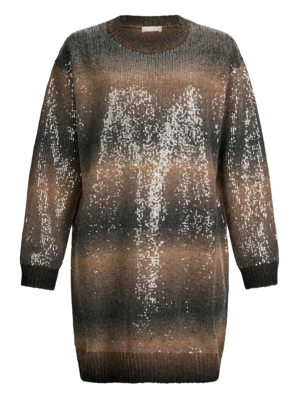 LIU JO Sequin Knit Dress | Brown | FARFETCH JO