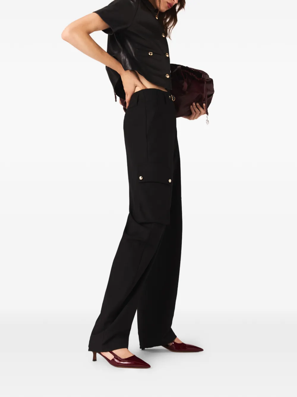 Maje Cargo broek met gesp Zwart