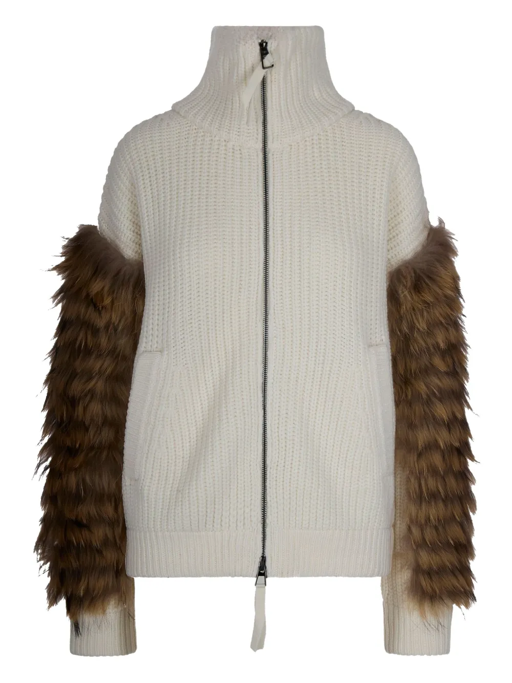 P.A.R.O.S.H. fur-trimmed wool jacket - ホワイト P.A.R.O.S.H. fur-trimmed wool jacket - ホワイト