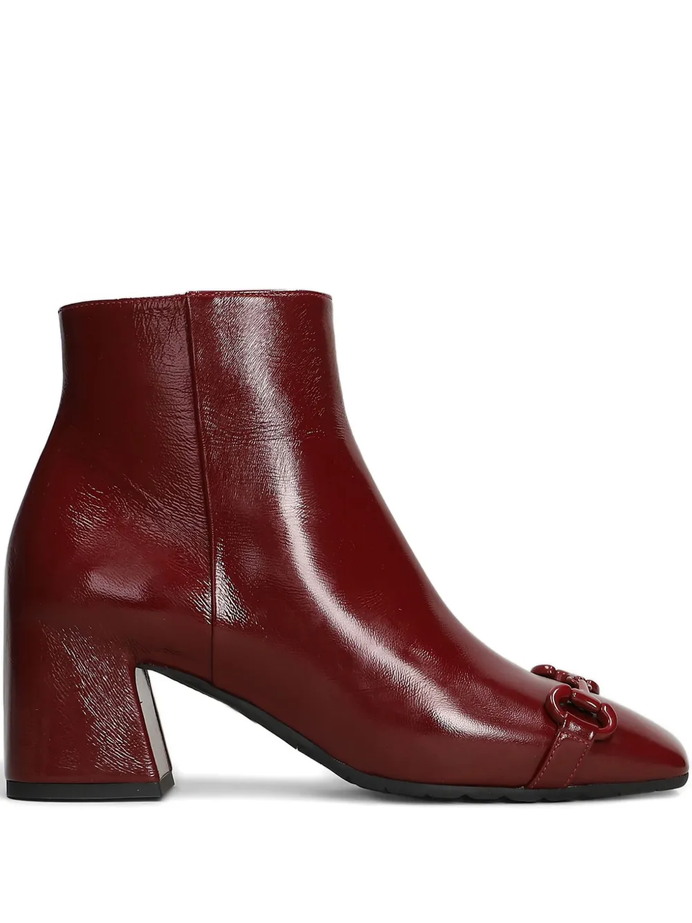Mara Bini Buckle Square Toe Boots In Burgundy
