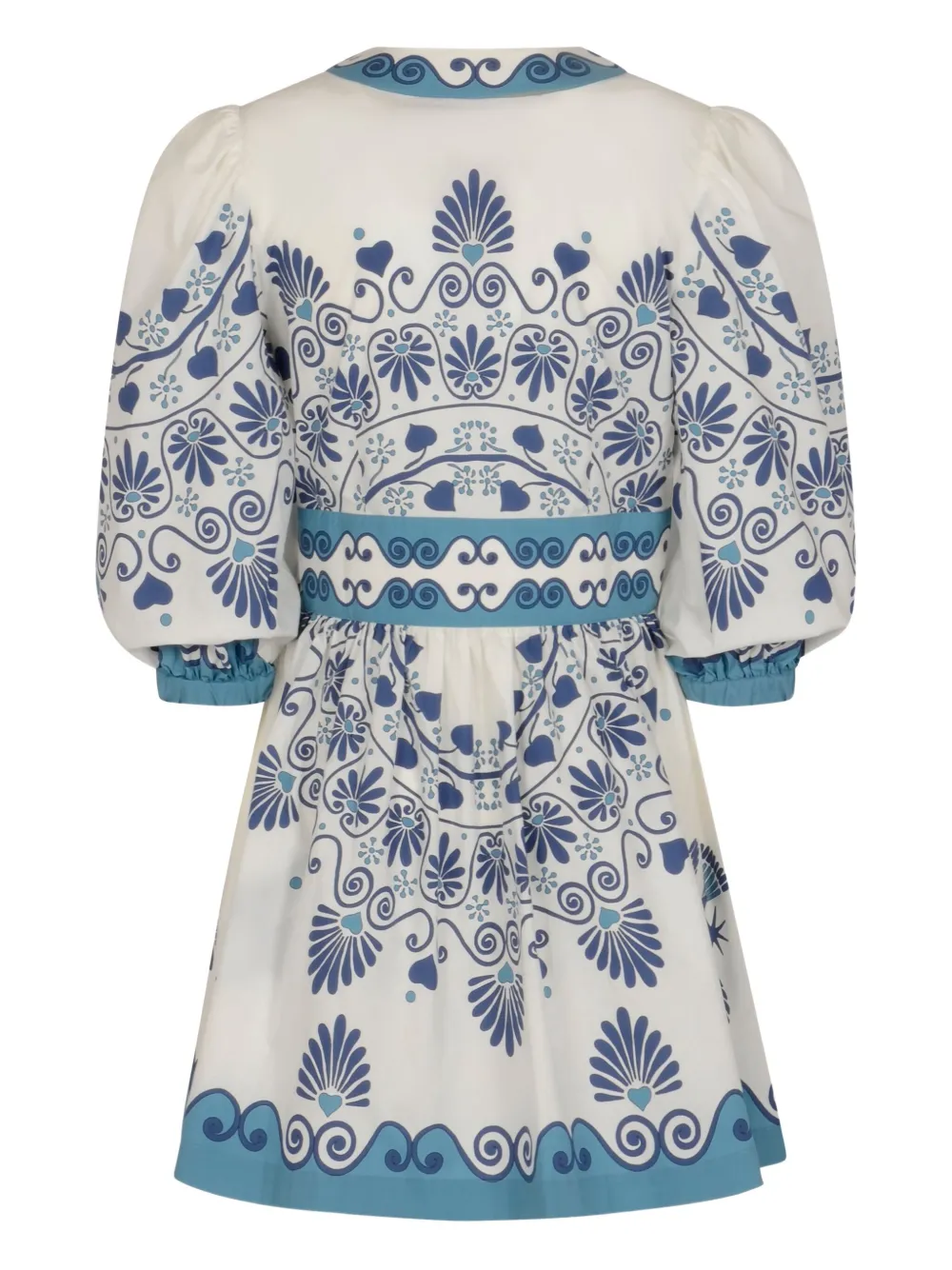 La DoubleJ floral-print puff-sleeve mini dress - Wit
