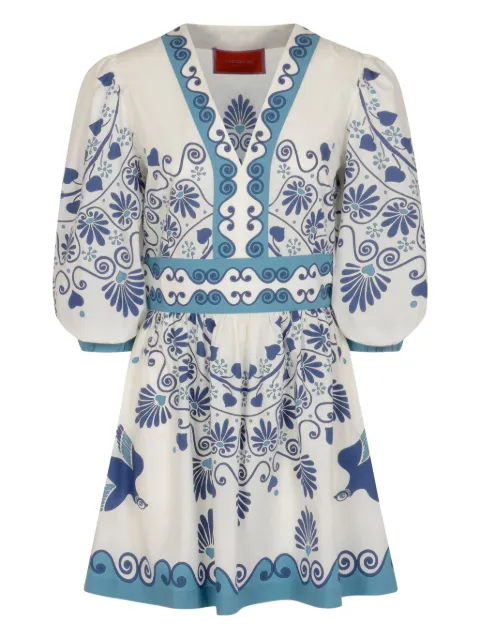 La DoubleJ vestido corto con estampado floral y mangas farol