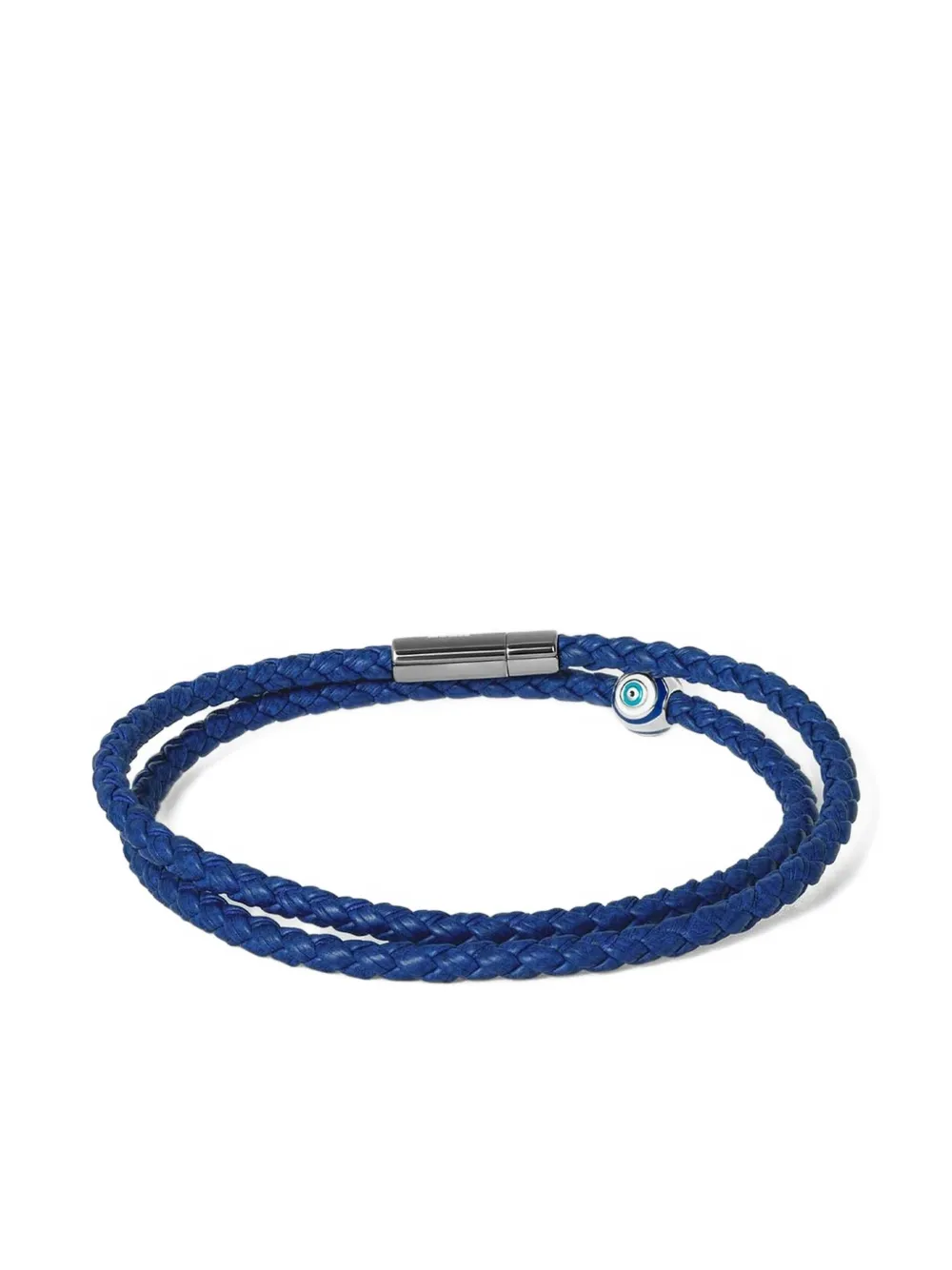 Tateossian Braided-leather Evil-eye Bracelet In Blue