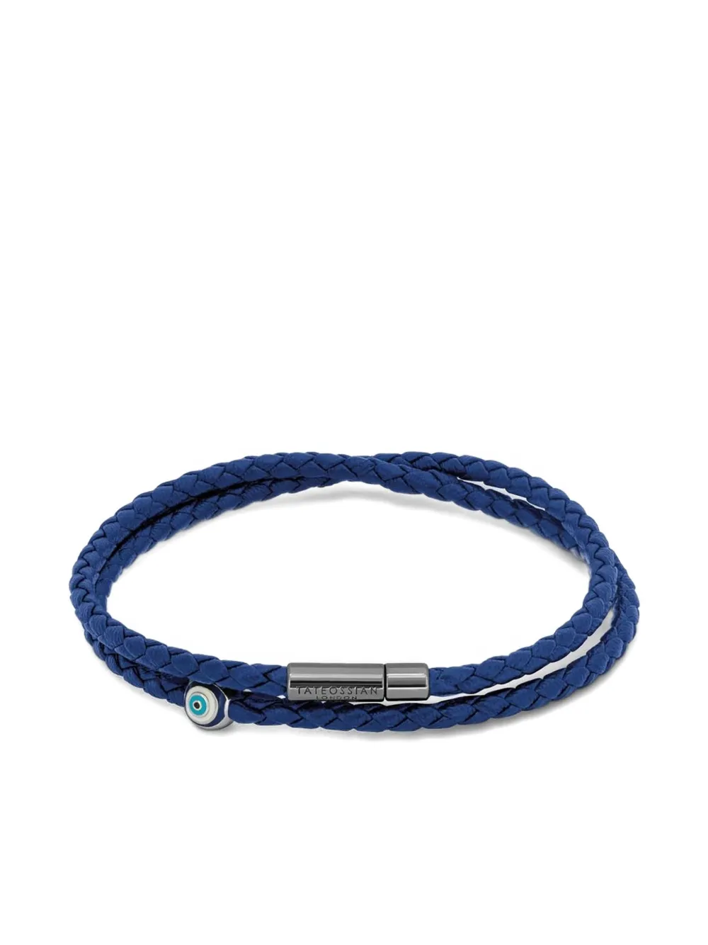 Tateossian braided-leather evil-eye bracelet - ブルー Tateossian braided-leather evil-eye bracelet - ブルー