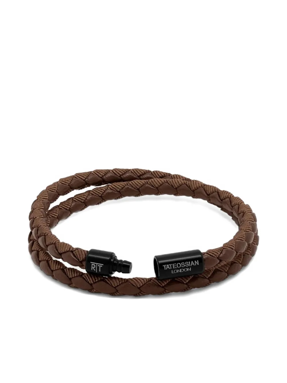 Tateossian Chelsea Braided-leather Bracelet In Brown