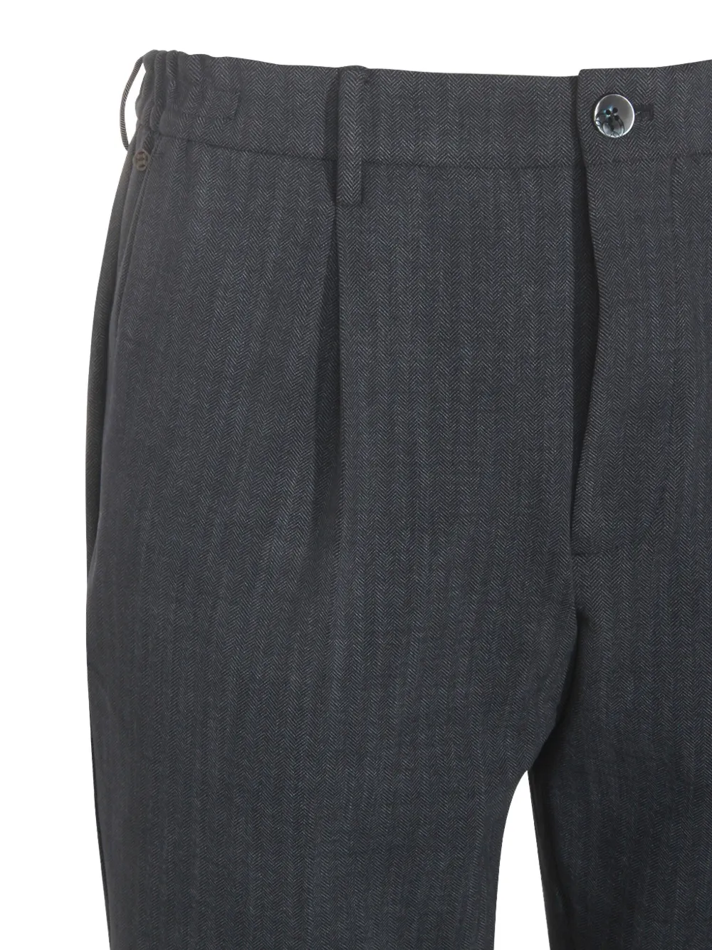 GTA Pantalone Broek met visgraatpatroon en geplooide voorkant Grijs