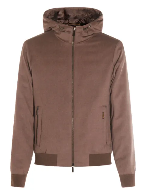 Moorer hooded zip-front coat