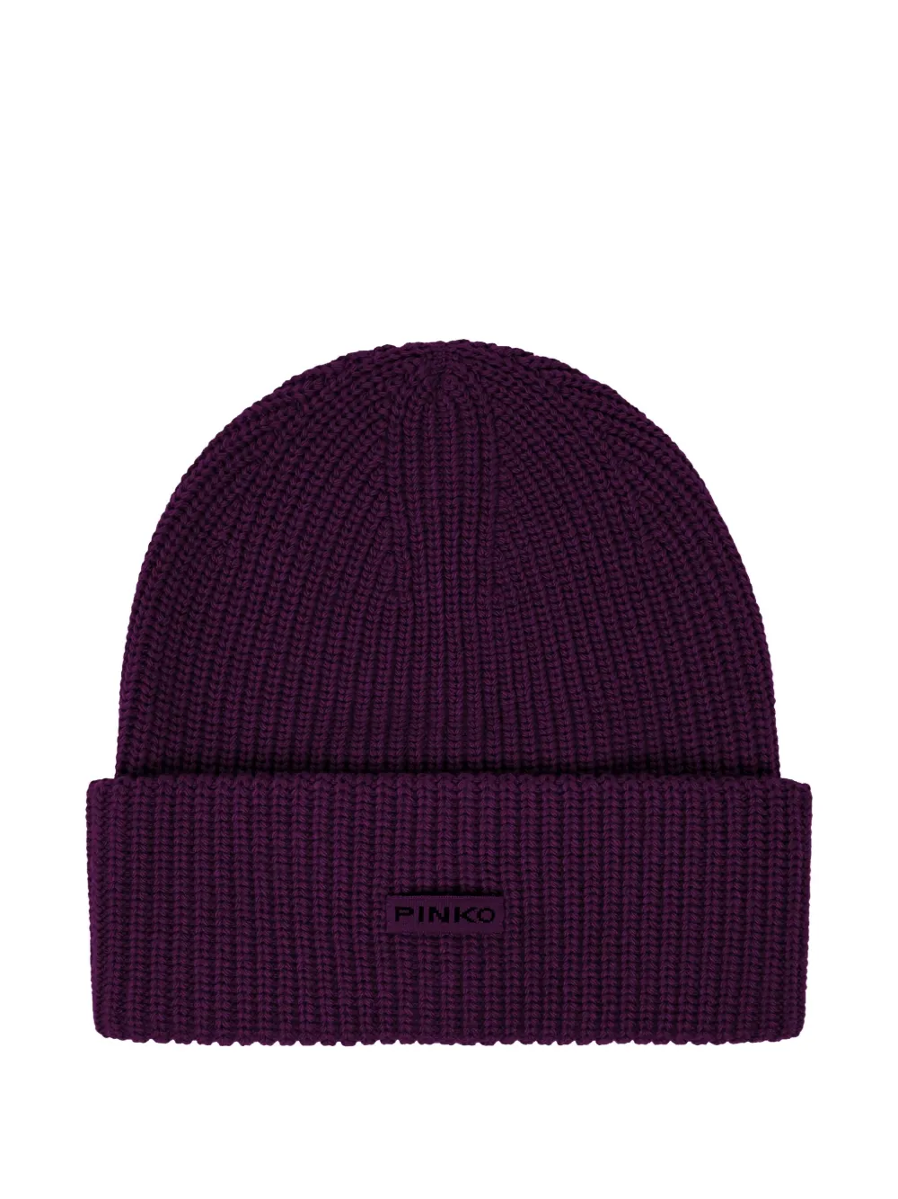 Pinko Ribbed Knit Beanie In Purple