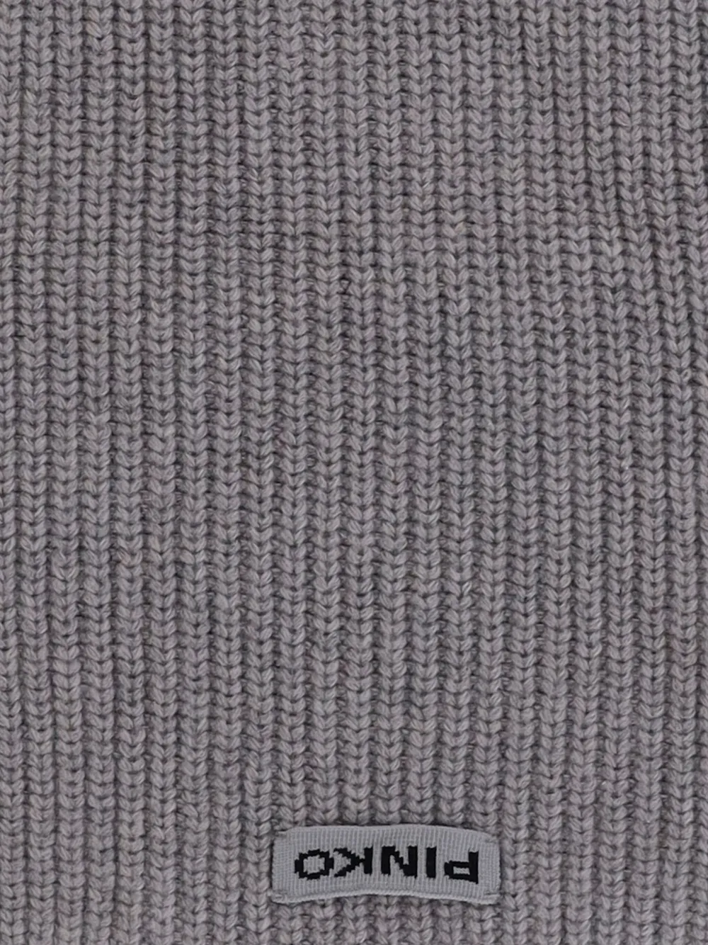 Pinko Ribbed Logo-label Scarf In Gray