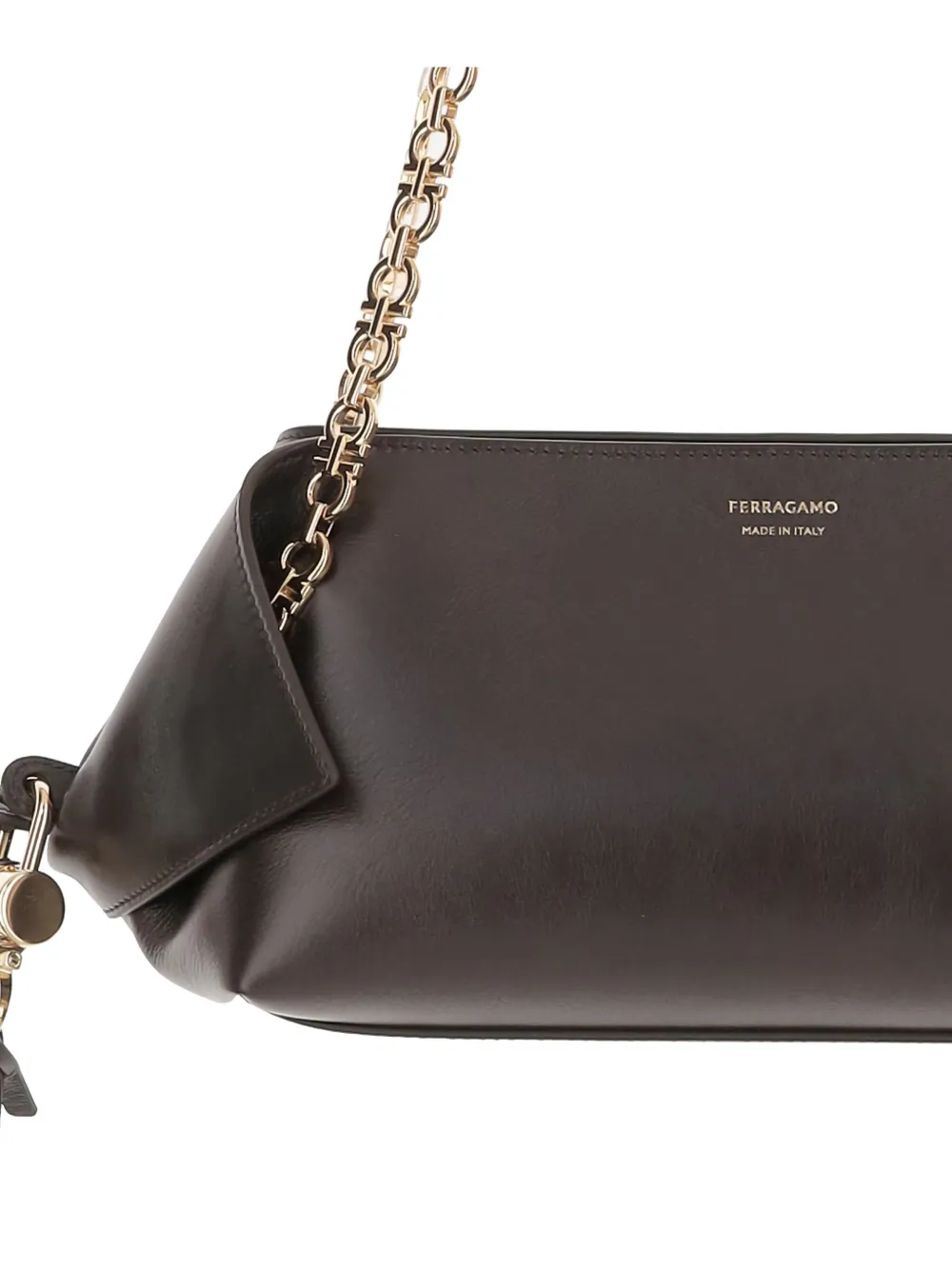 Ferragamo Folded Leather Shoulder Bag In Brown