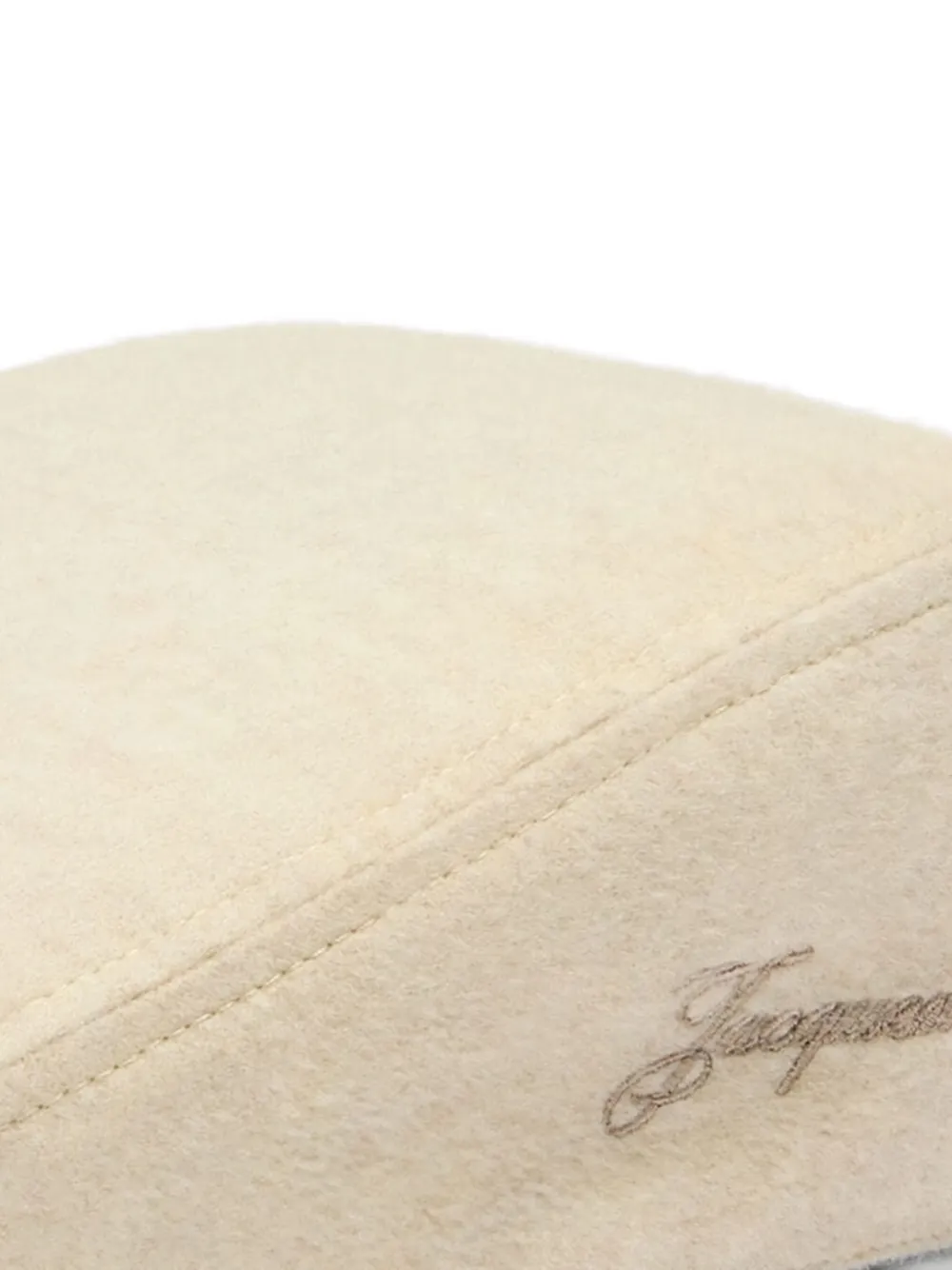 Jacquemus Beige Embroidered Flat Beret Hat In Neutral