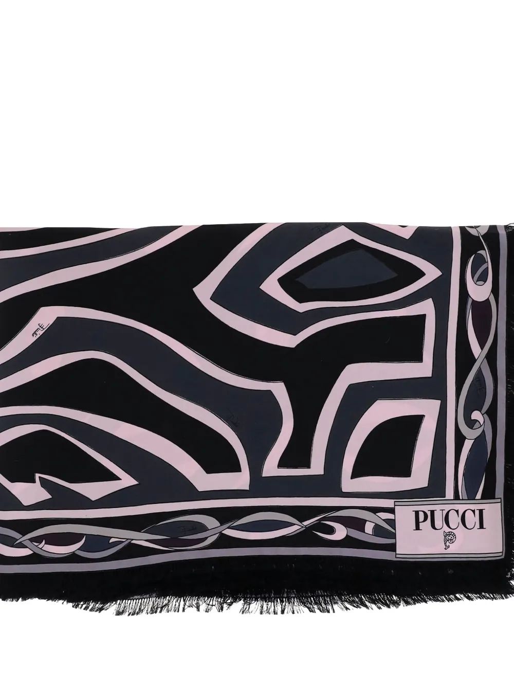PUCCI geometric-print frayed scarf - Zwart