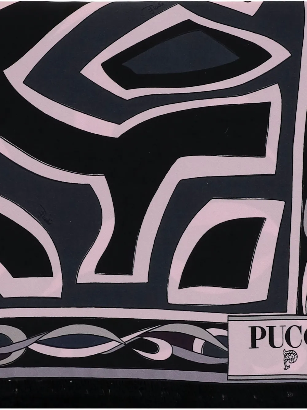 Pucci Geometric-print Frayed Scarf Accessories In Black