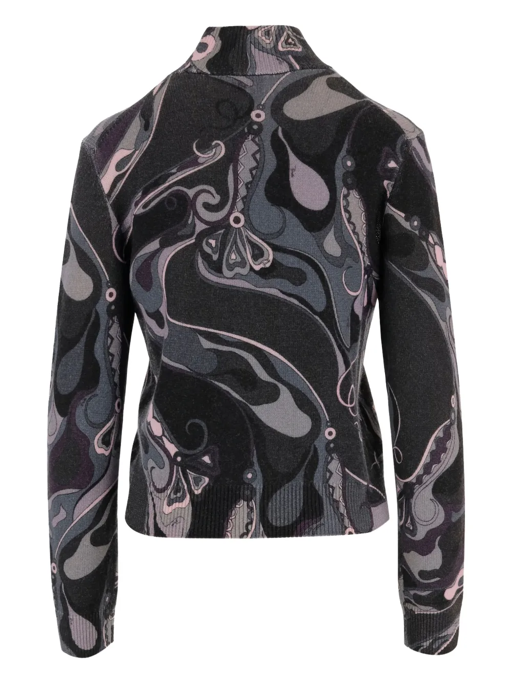 Pucci Orchids High-neck Wool Sweater In Black