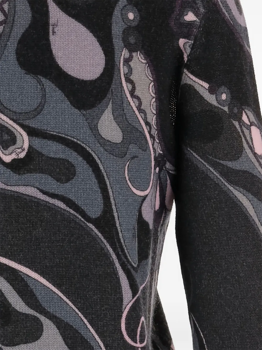 Pucci Orchids High-neck Wool Sweater In Black