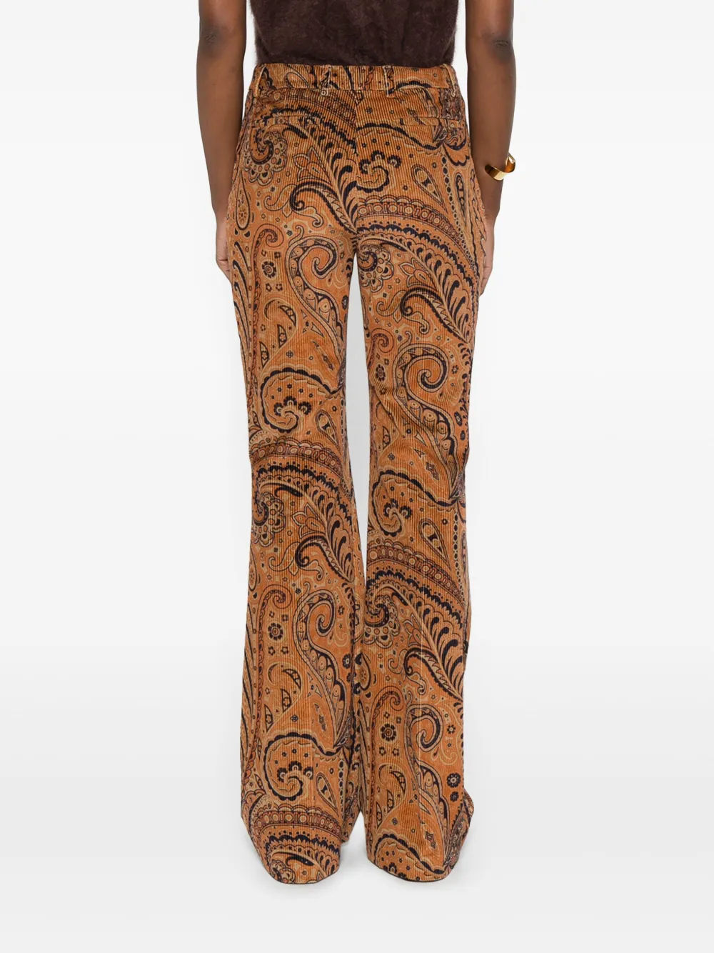 ETRO Ribfluwelen broek met paisley-patroon Bruin