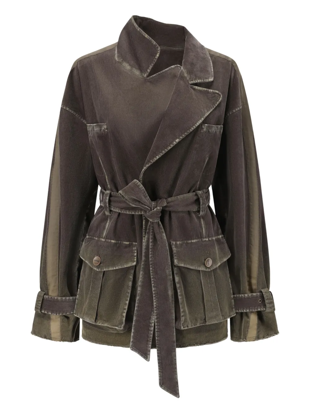 OUDE WAAG belted two-tone jacket | Brown | Image 1