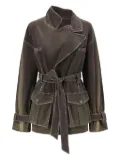 OUDE WAAG belted two-tone jacket - Brown
