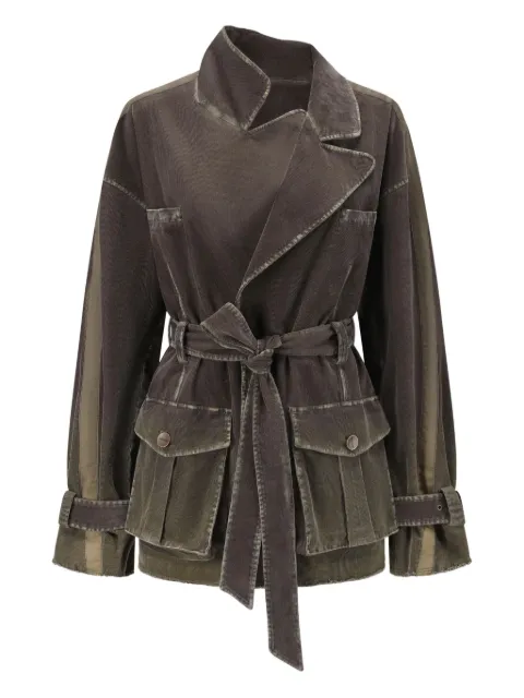 OUDE WAAG belted two-tone jacket