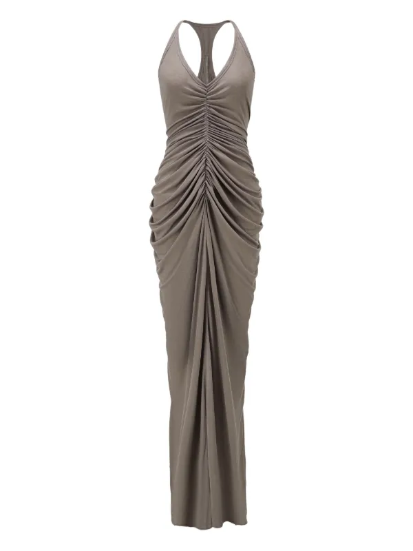 grey ruched midi dress Moment In Time Light Grey Floral Midi Dress main image 1