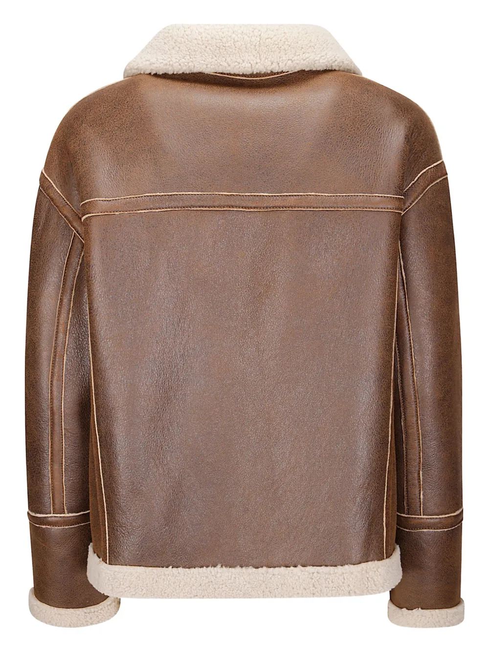Salvatore Santoro Sheepskin Leather Jacket With Contrasting Shearling Interior And High Collar In Brown